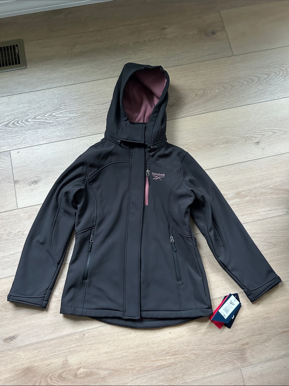 2 in 1 Reebok girls Mauve Pink Quilted Puffer Jacket